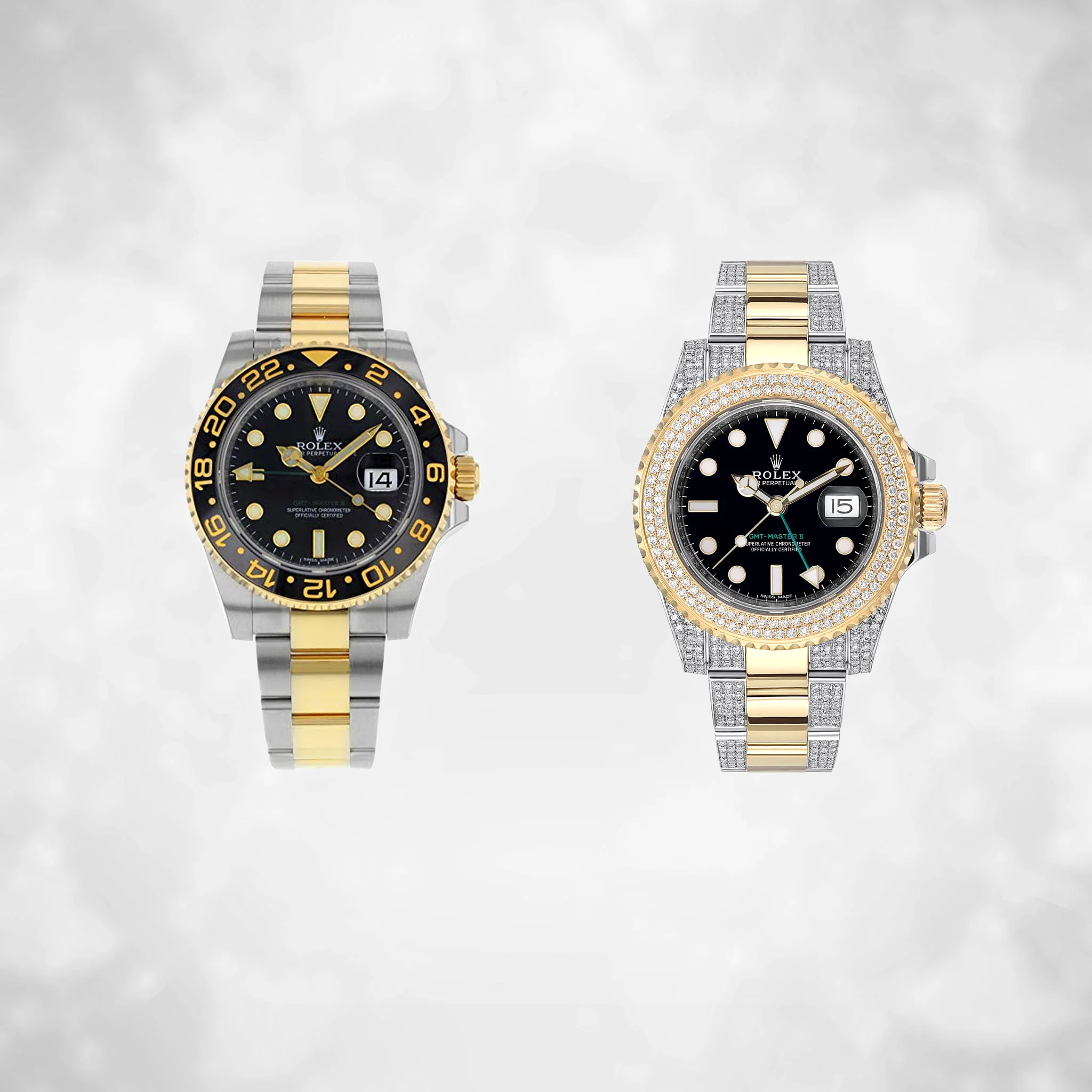 Rolex Watch (black - white and yellow gold)