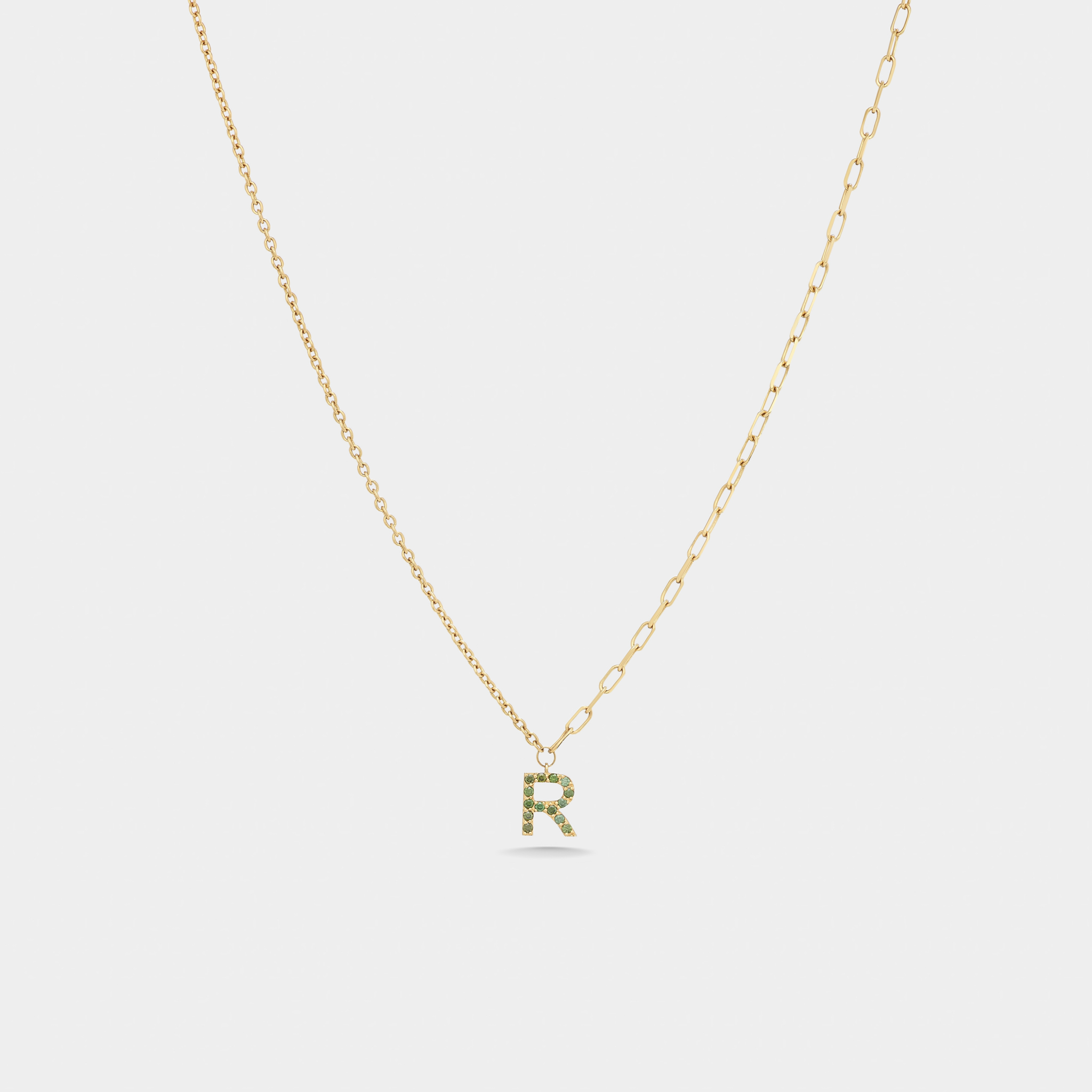 m29n3 letter green mix necklace jewels