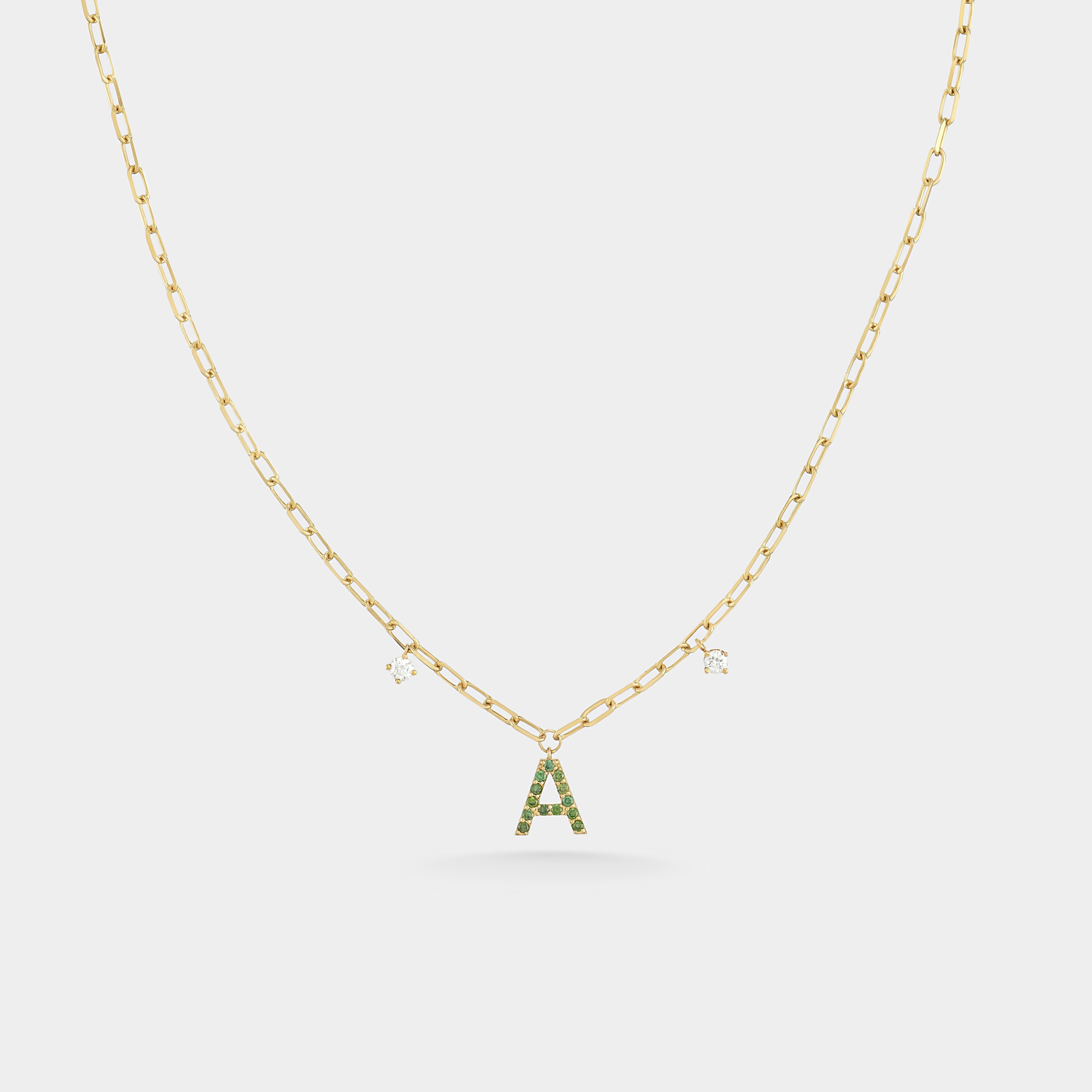 m29n7 letter green 2 diamond necklace jewels