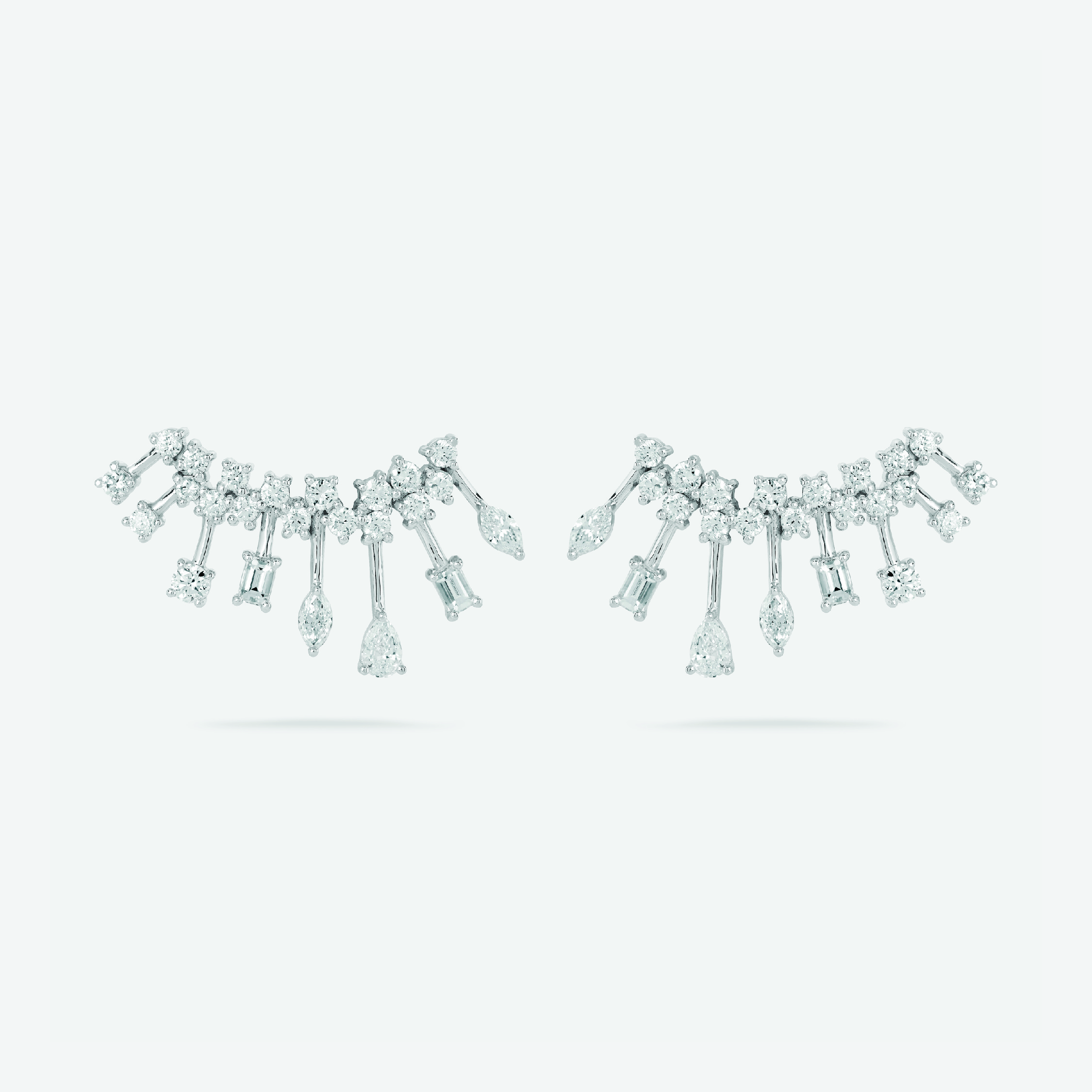 m3e3 multi shape diamonds flow earrings jewels