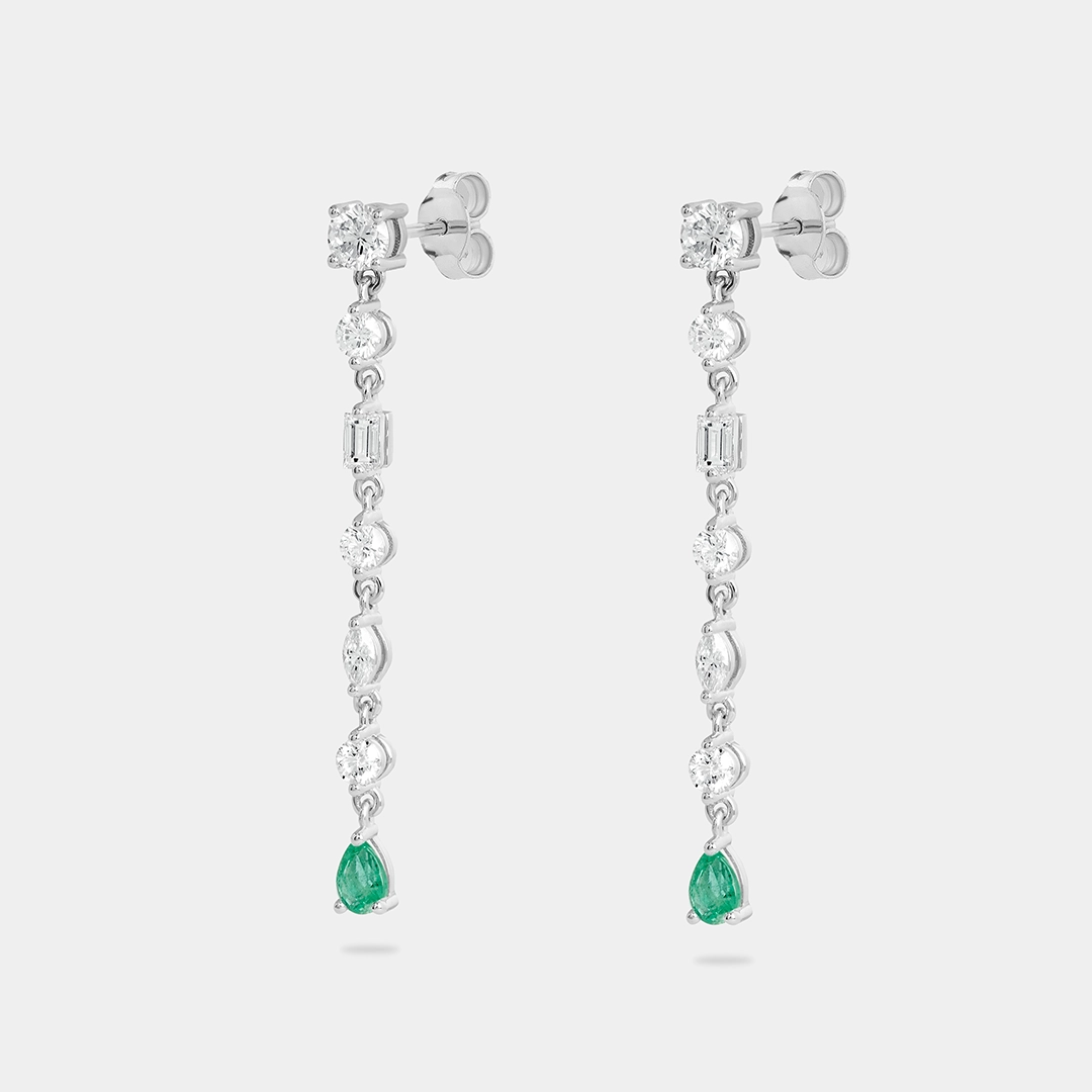 Boucles d’oreilles Pear and Shape Emerald