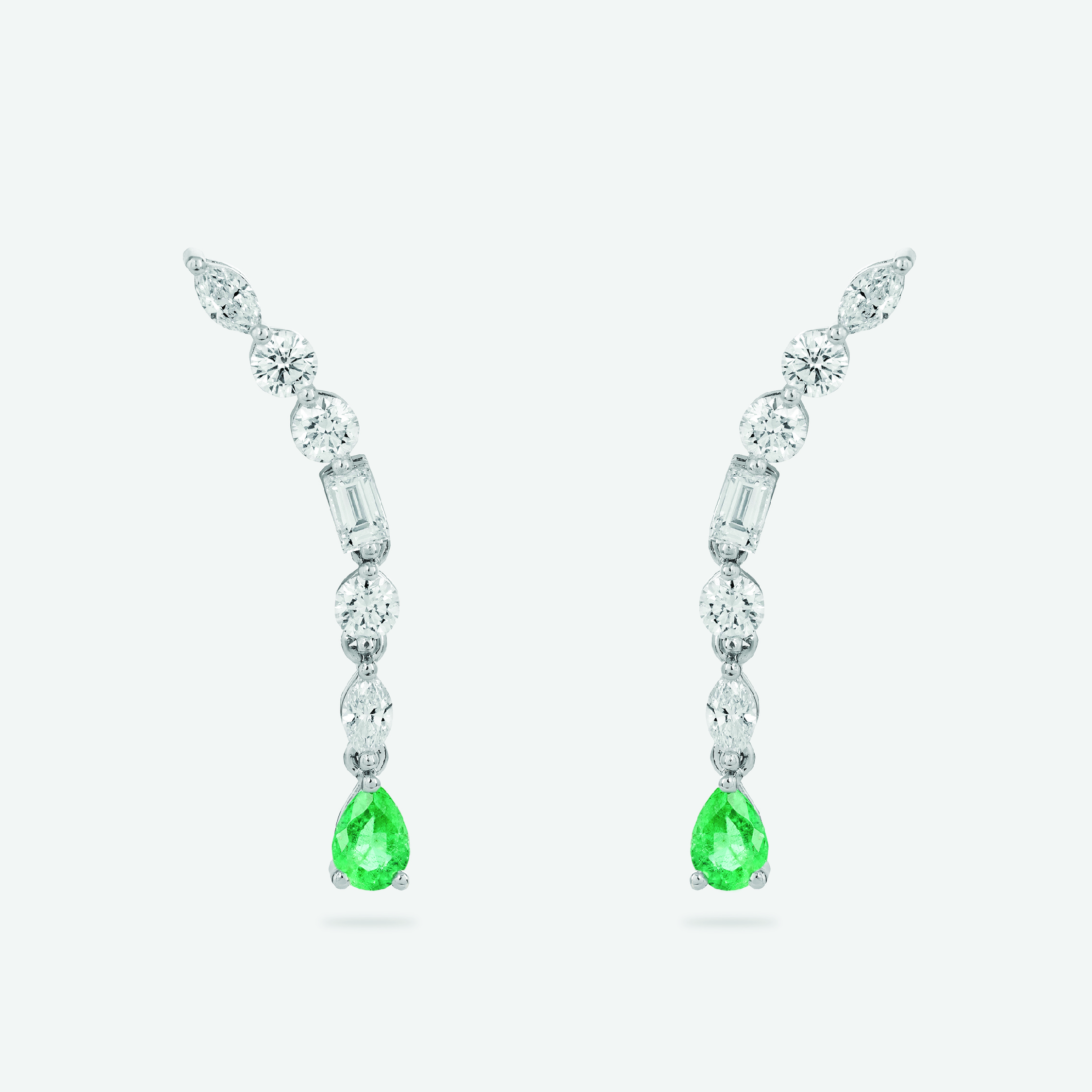 m2e4 e pear and shape emerald cascade earrings jewels