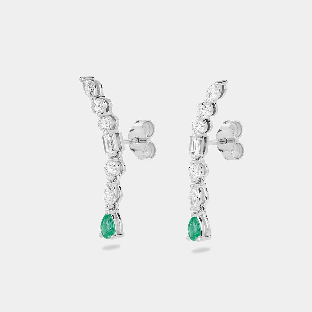 Brincos Pear and Shape Emerald Cascade 
