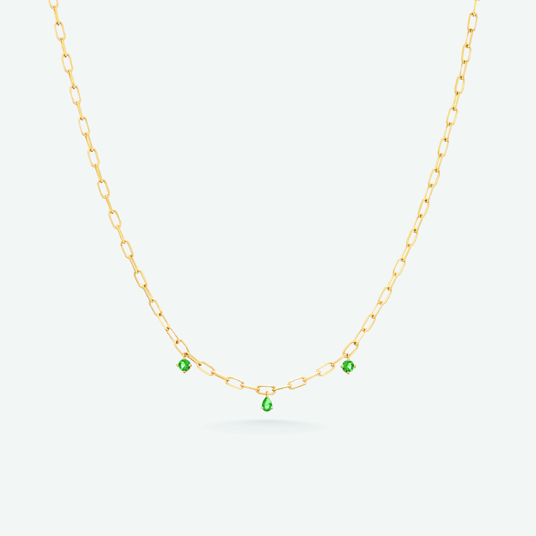 m30n1e minimal pear emerald necklace jewels