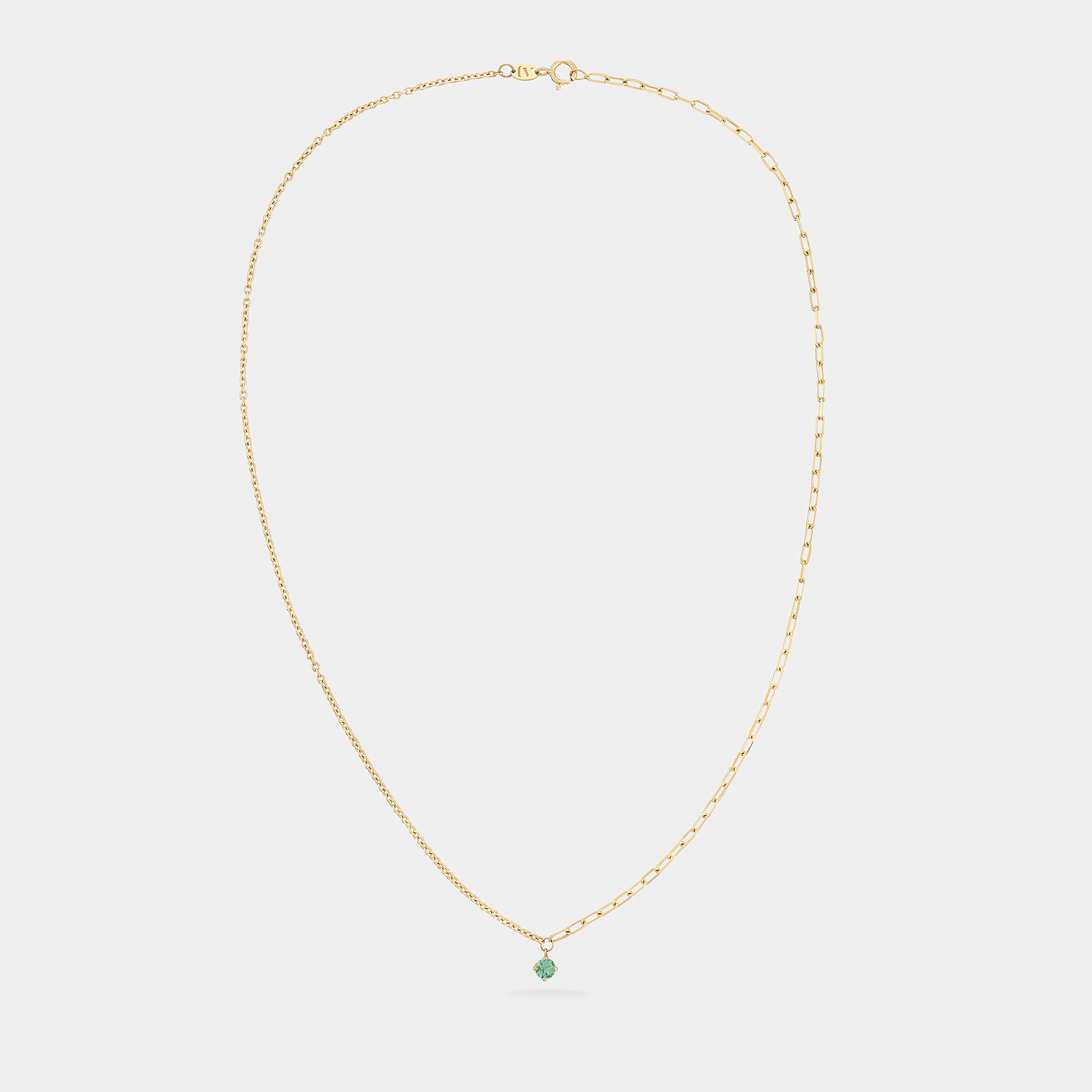Minimal Round Necklace Emerald II