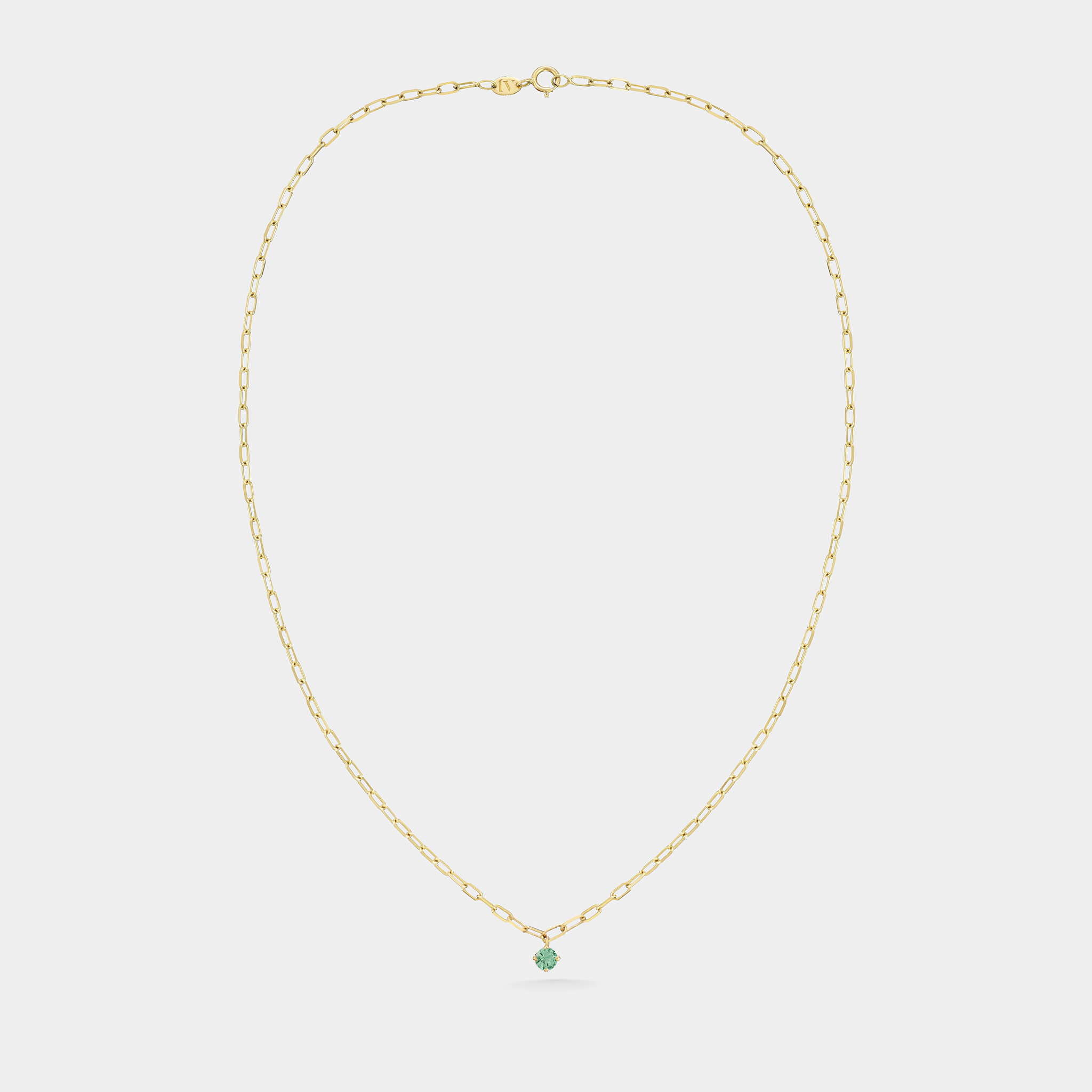 Minimal Round Necklace Emerald I
