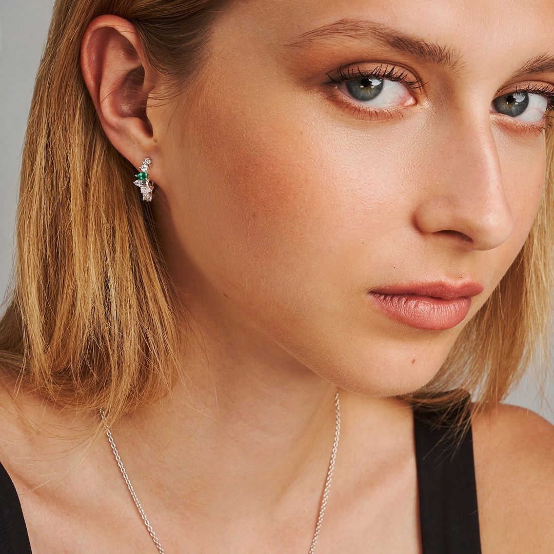 m2e6e pear and shape emerald hoop earrings jewels