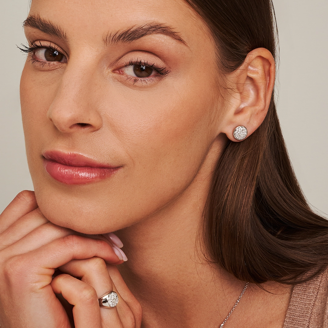 Round Signet 2-in-1 Drop Stud Earrings