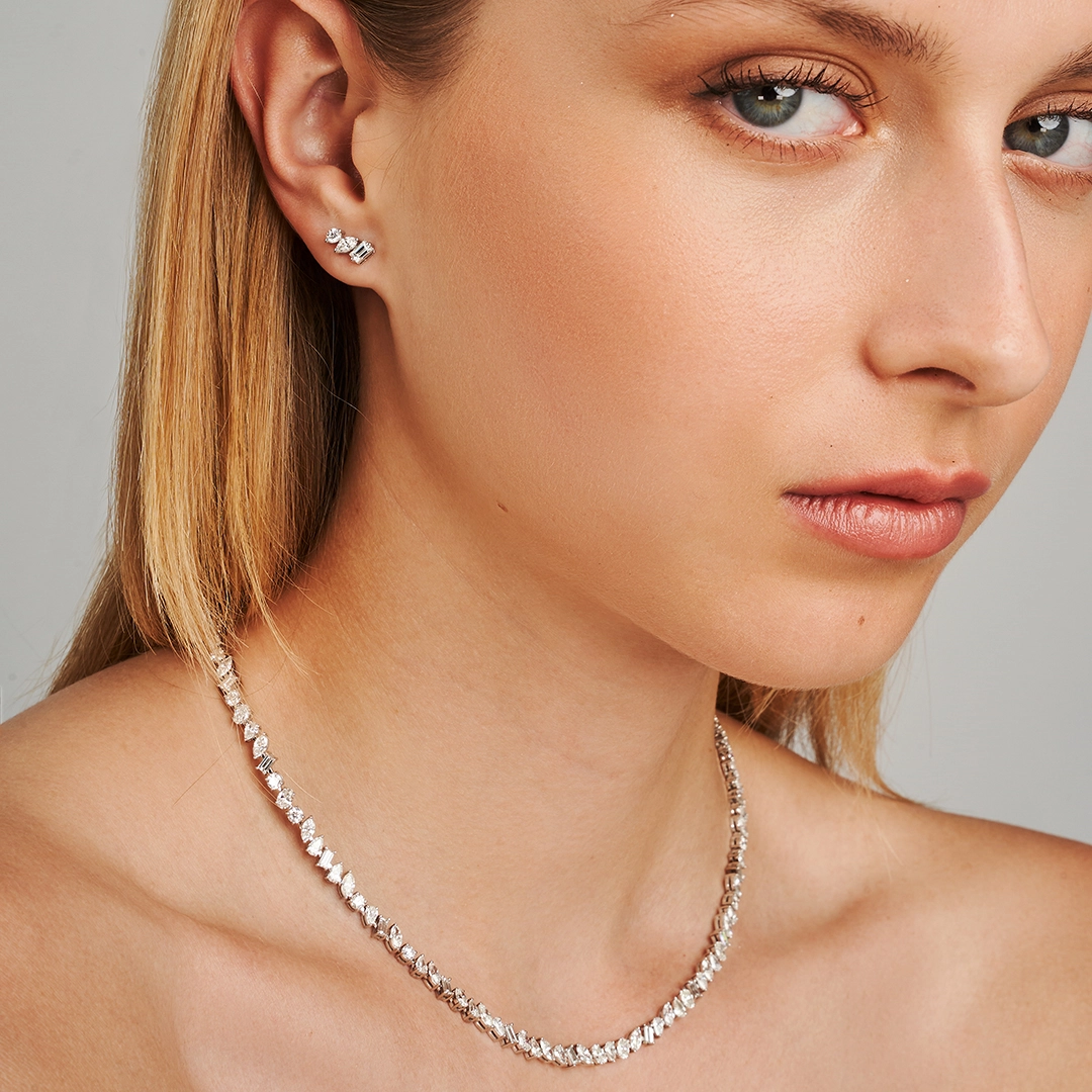 Multi Shape Diamonds 2 in 1 Earrings