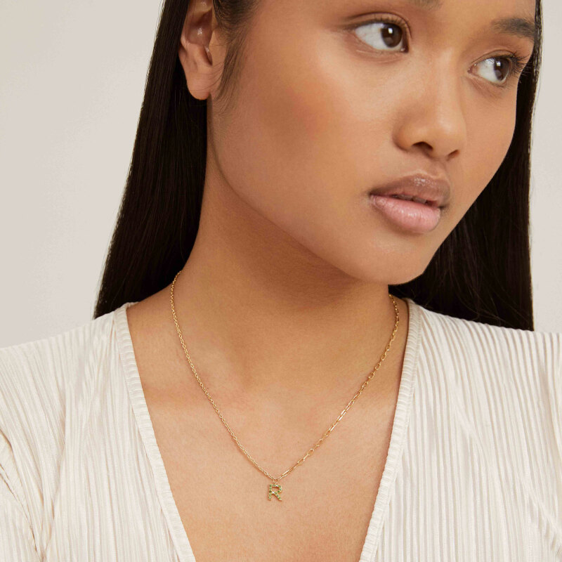 m29n3 letter green mix necklace jewels