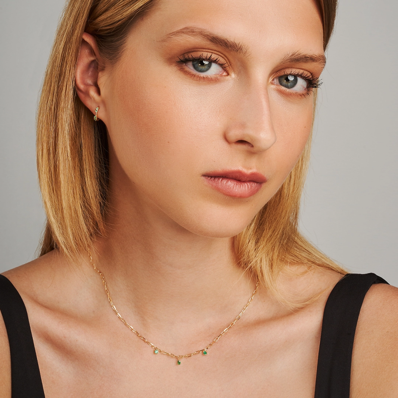 m30n1e minimal pear emerald necklace jewels