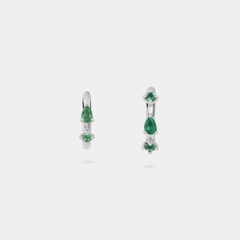 m19e5e minimal pear huggies emerald jewels