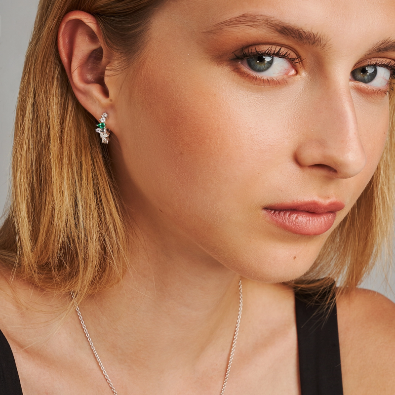 m2e6e pear and shape emerald hoop earrings jewels